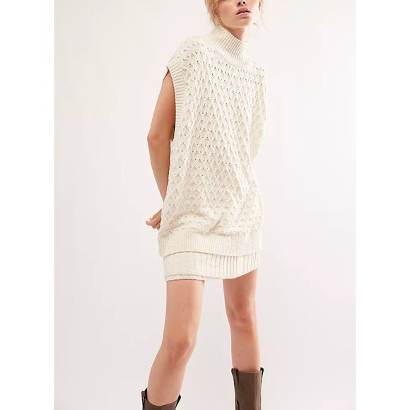 Free People Cream Textured Sweater & Mini Skirt Set - Picture 2 of 10